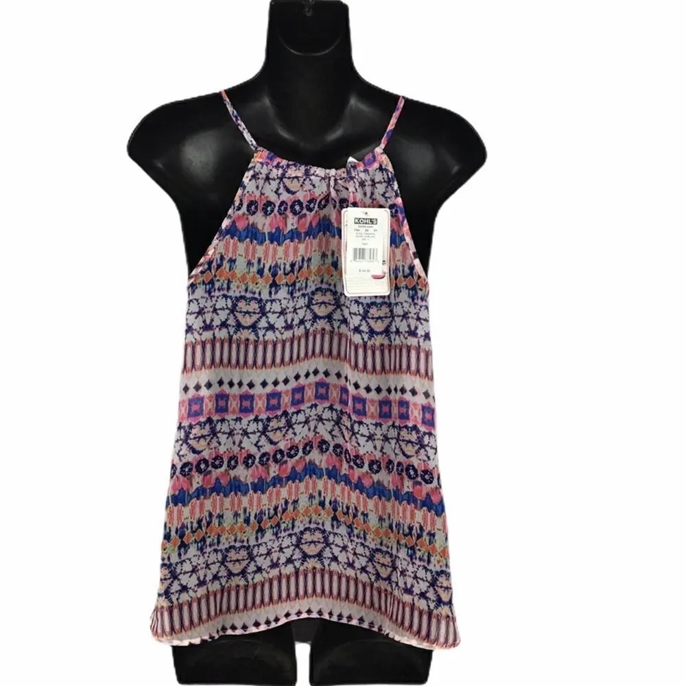 Three Pink Hearts boho sheer multi color blouse S - Image 3