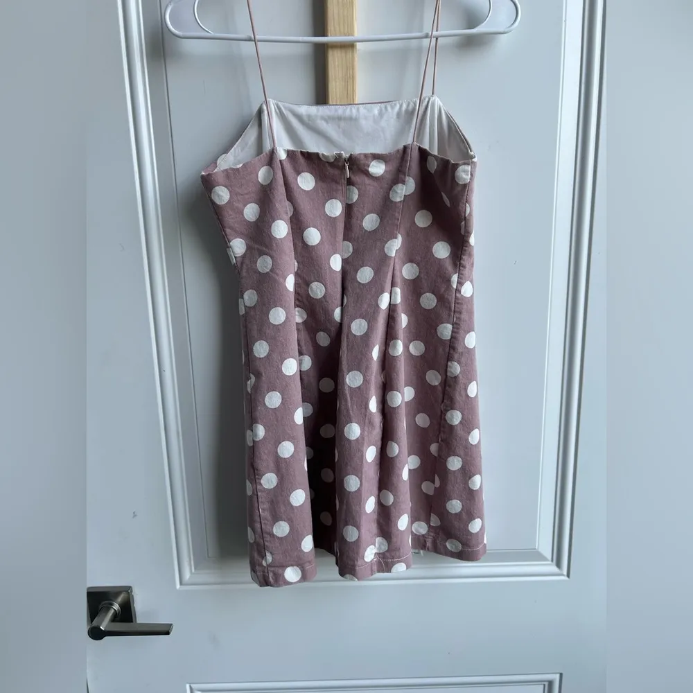 ESSUE | Pink & White Polka Dot mini Dress | Size Small - Image 3