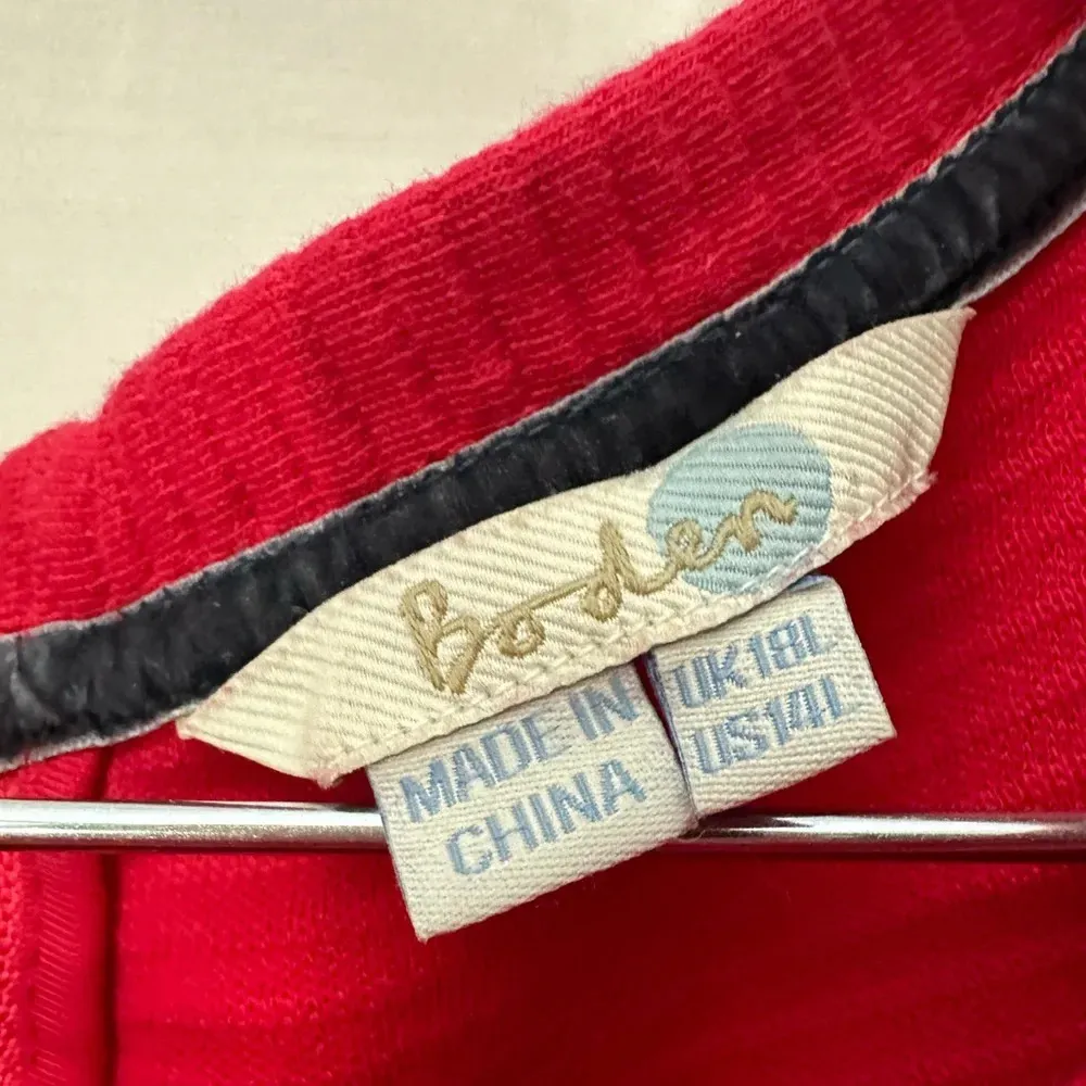 Boden Ottoman Ribbed Shift Dress Womens 8 L Long Red 3/4 Sleeve Back Zip Pockets Size undefined - Image 3