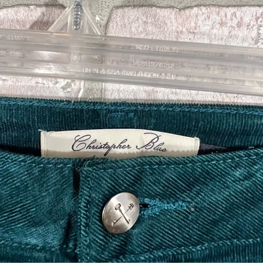 Christopher Blue Madison High Rise Straight Leg Corduroy Jeans in Green Size 16 - Image 8