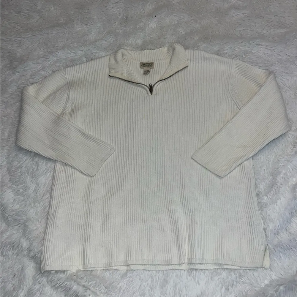 St. John's Bay White Women's Sweater 1/4 Zip Corded XL Extra Large Pullover - Image 2