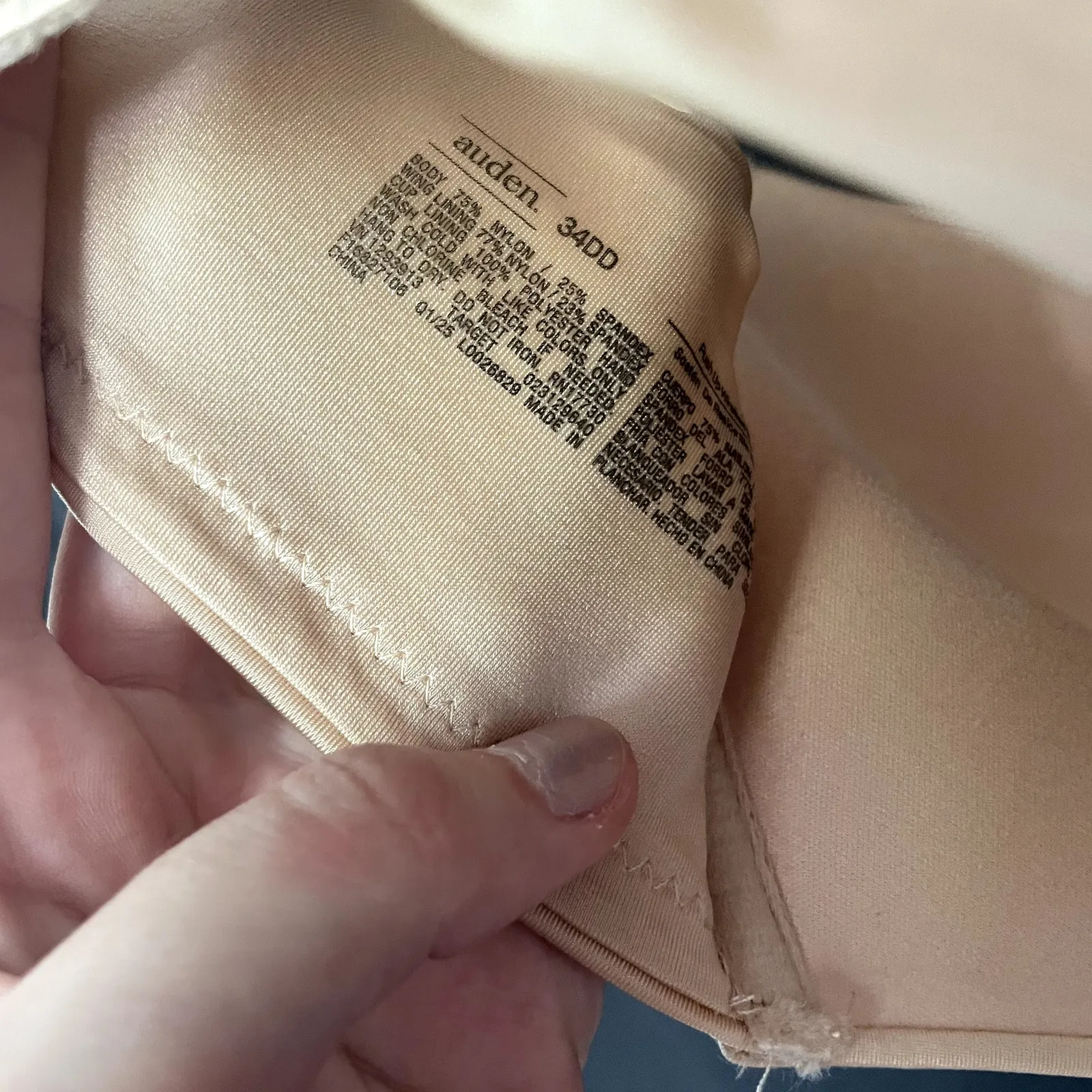 Auden push up wireless nude bra women's size 34DD padded adjustable supportive - Image 5