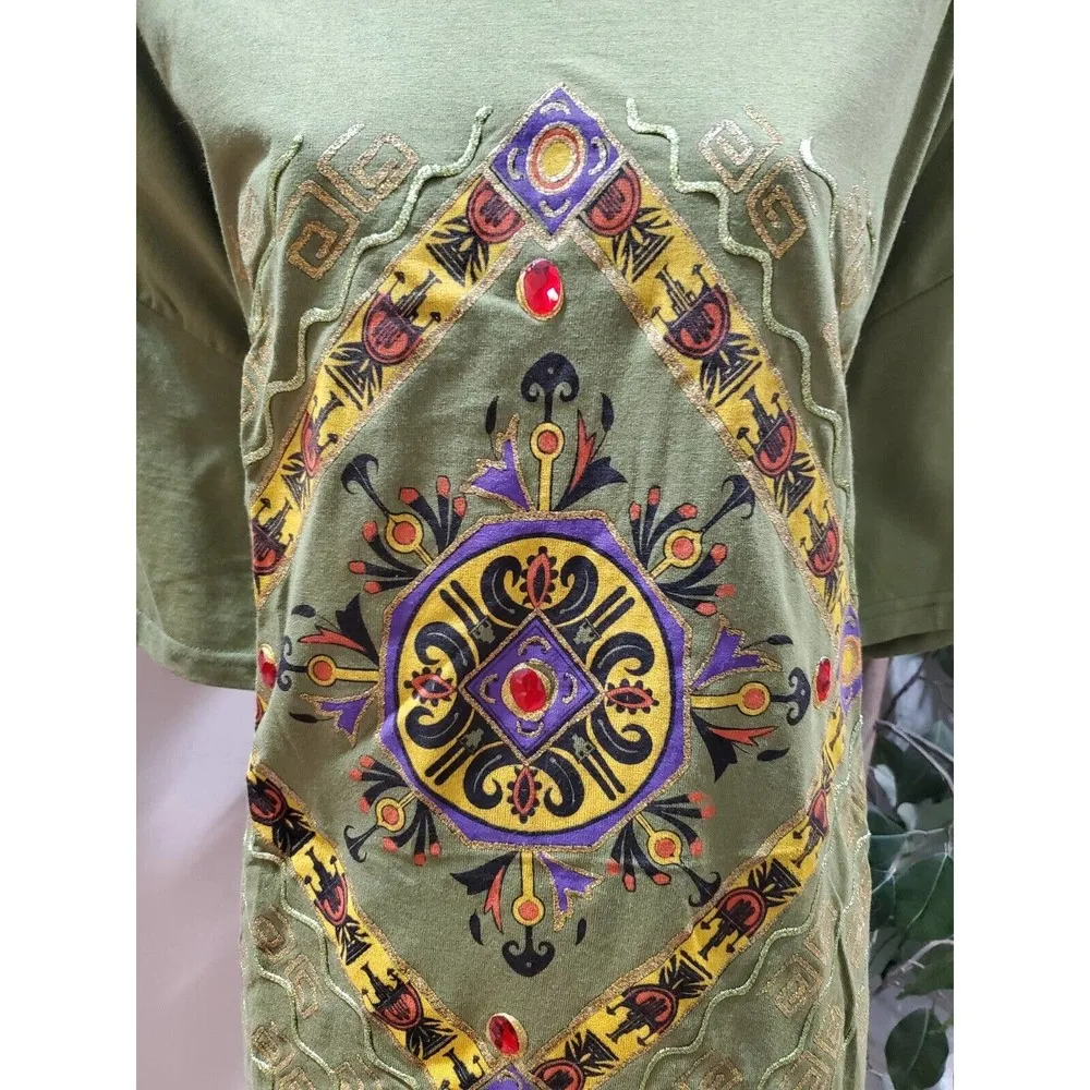 Women's Green Round Neck Half Sleeve Top Blouse & Joggers Pants 2 Pc's Set XL - Image 3