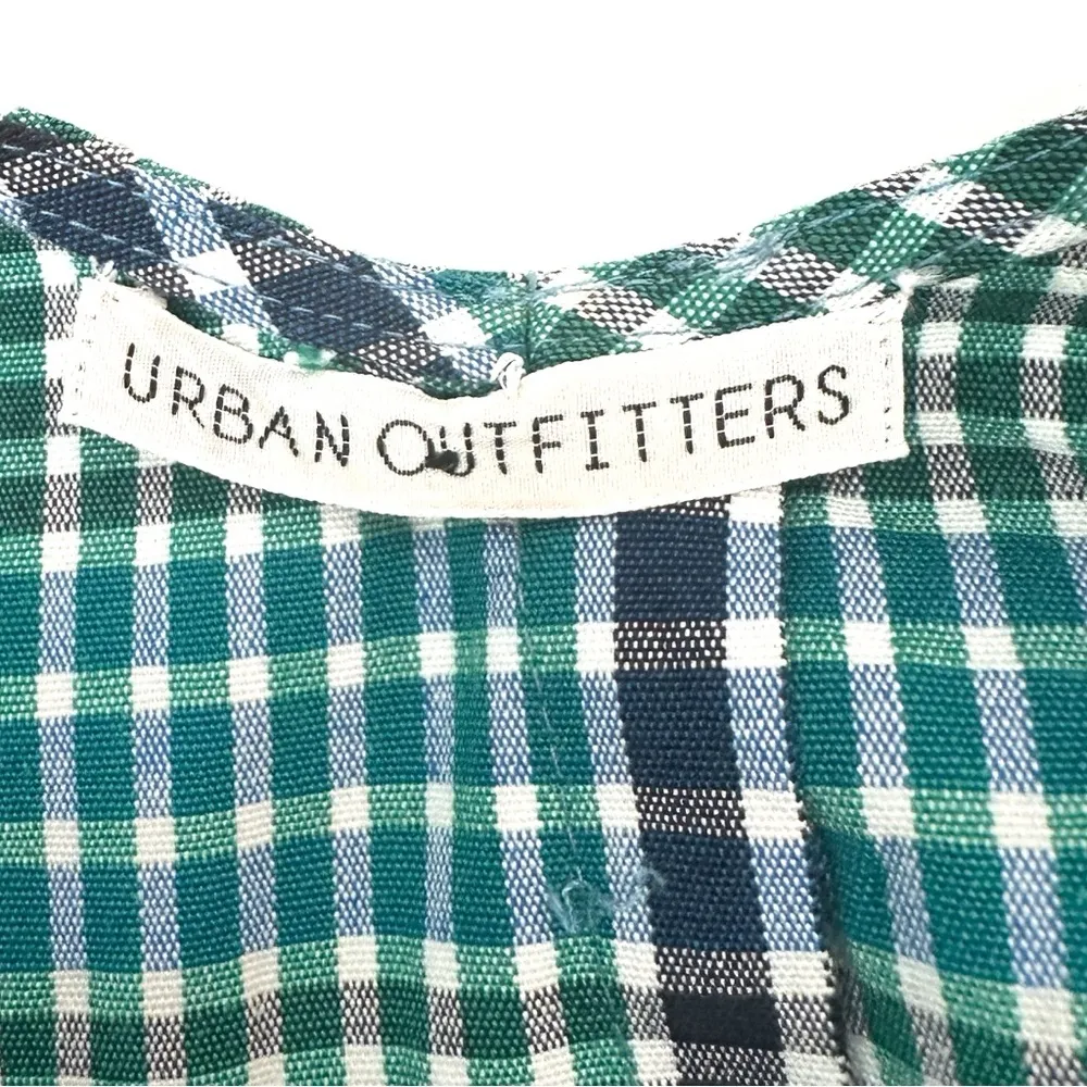 Urban Outfitters Green, Blue & Black Overall Gingham Cotton Print Dress - Image 3