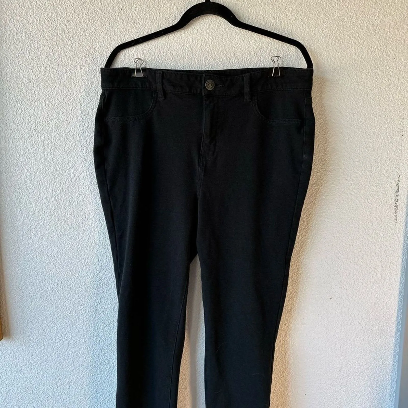 American Eagle  Next Level Stretch Pants Women's16L Black Belt Loops Button Zip - Image 9