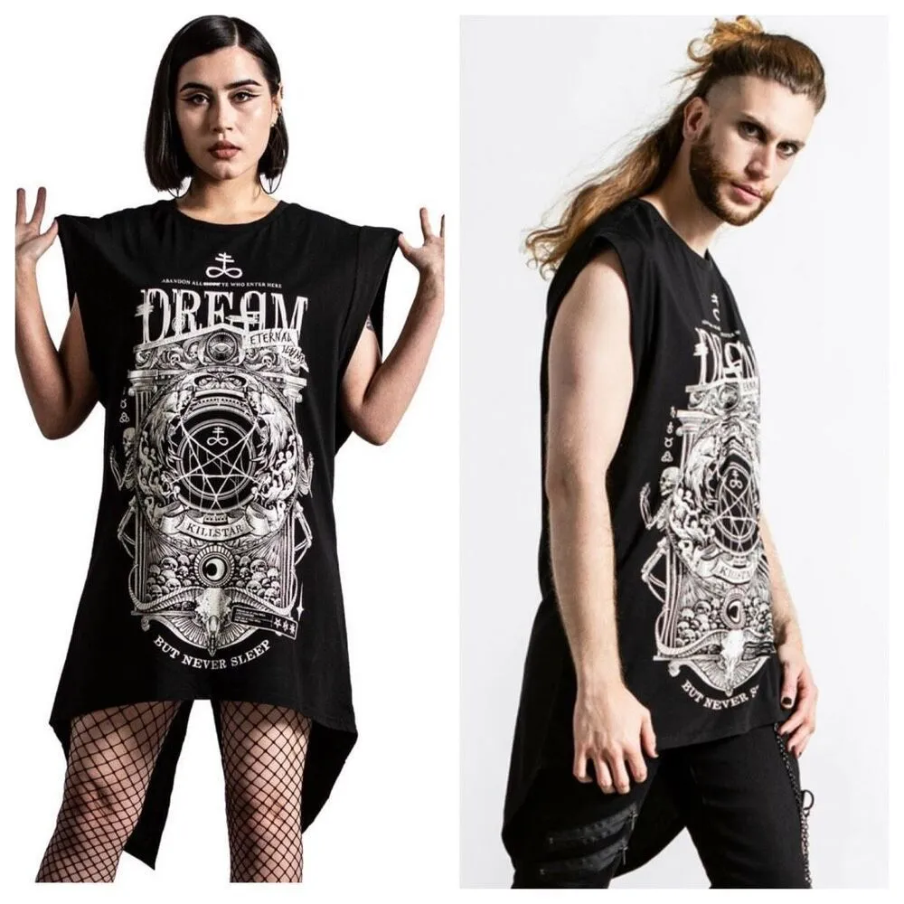 Killstar Gothic Goth Occult Unisex Longline Tank Top T-Shirt Insomnia Size XL - Image 2