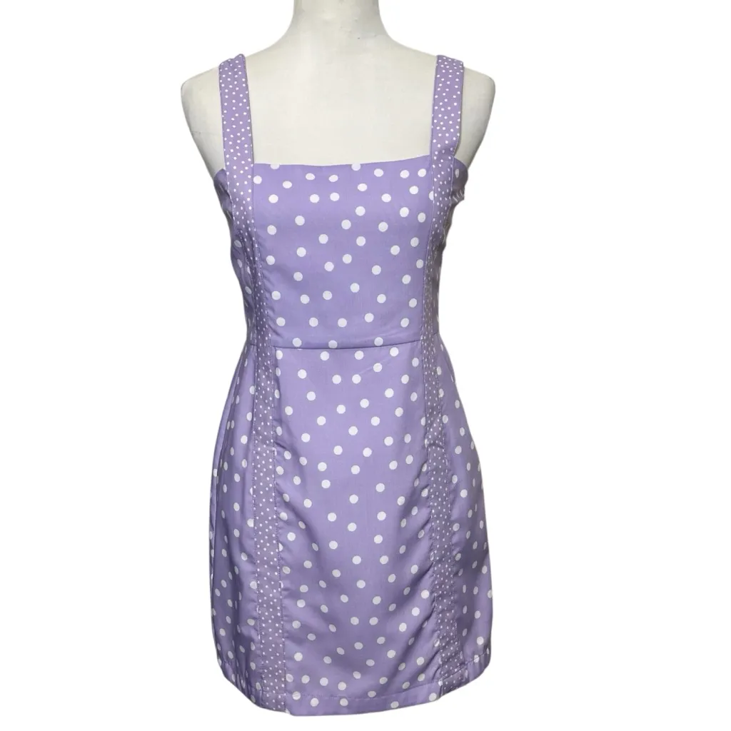 Solid & Striped Polka Dot Mini Dress Women’s Small Purple Sleeveless Fitted - Image 2