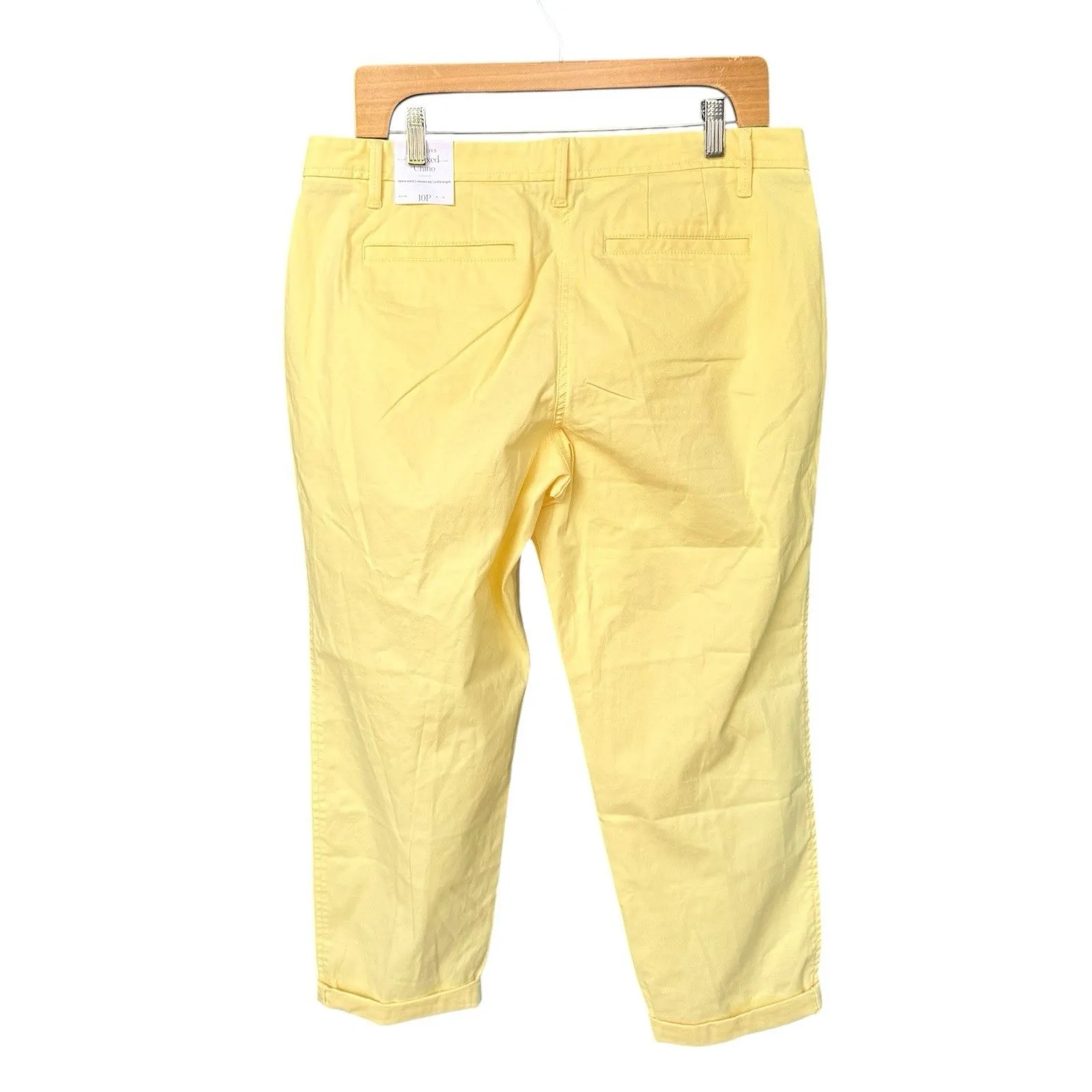 Talbots Yellow Soft Cotton Twill Relaxed Chino Pants Size 10P Trouser Preppy NWT - Image 3