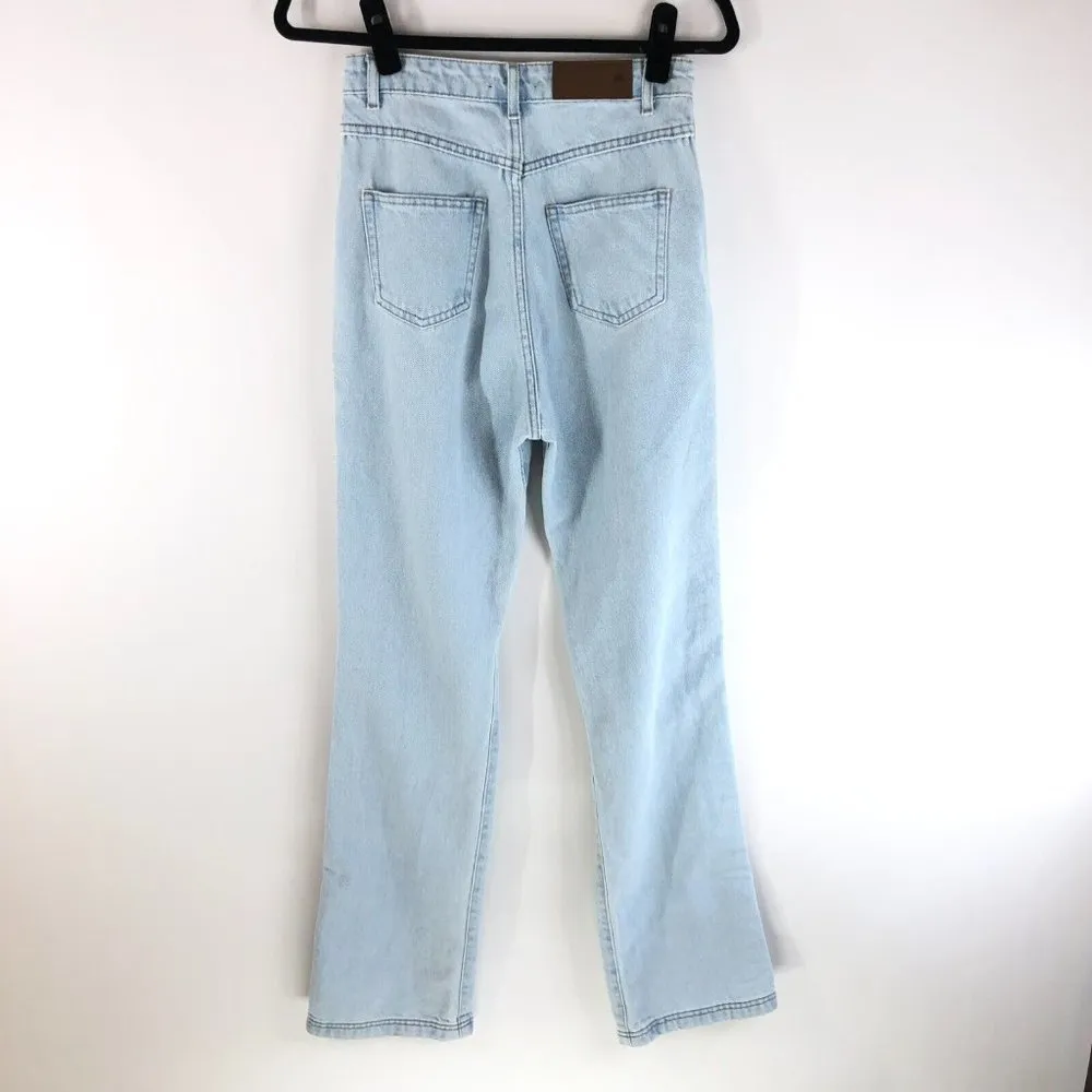 Nasty Gal Womens Jeans High Rise Rise Straight Leg Button Detail Light Wash 2 - Image 4