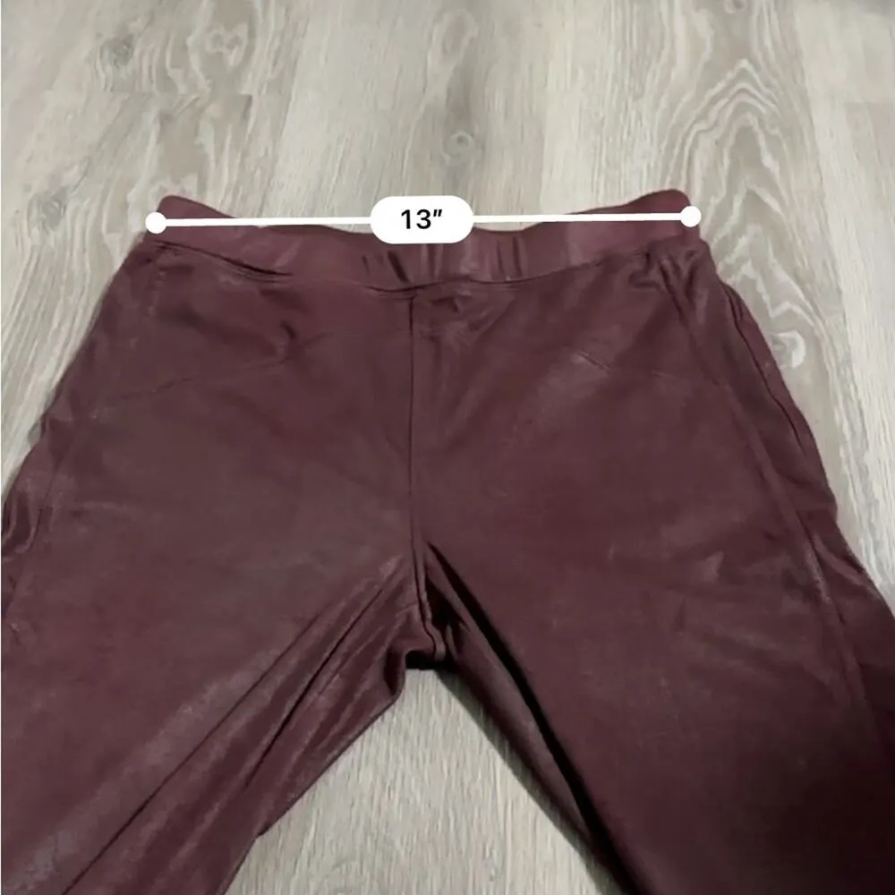 Free People Midnight Burgundy Faux Suede High Rise Ankle Leggings Size‎ S - Image 11