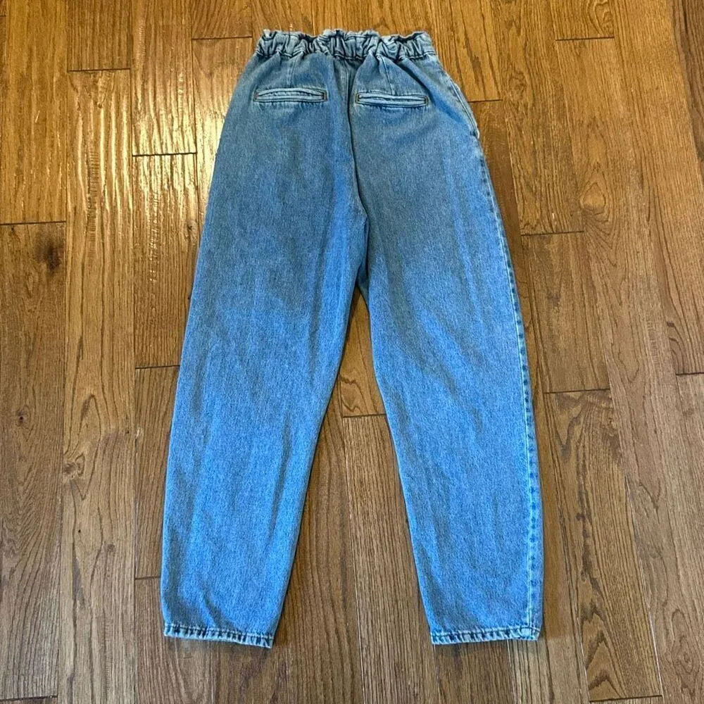 Zara high rise paperbag tapered elastic waistband jeans 4 - Image 9