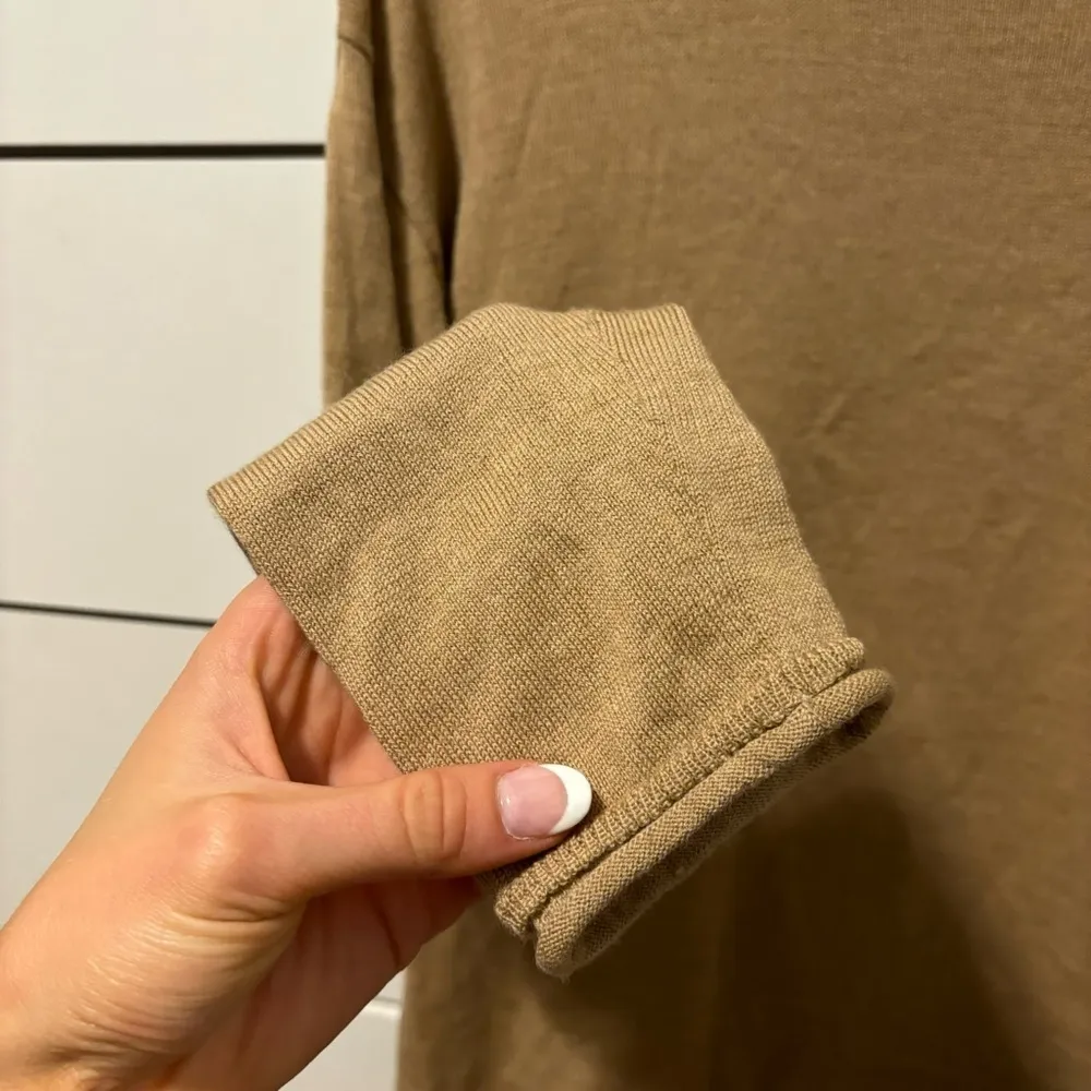 Garnet Hill Essential Merino Funnel-Neck Sweater TAN - Image 5