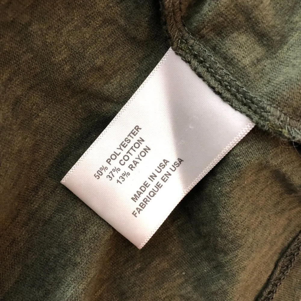 Pam & Gela Womens T Shirt Distressed Leopard Print Olive Green M - Image 4