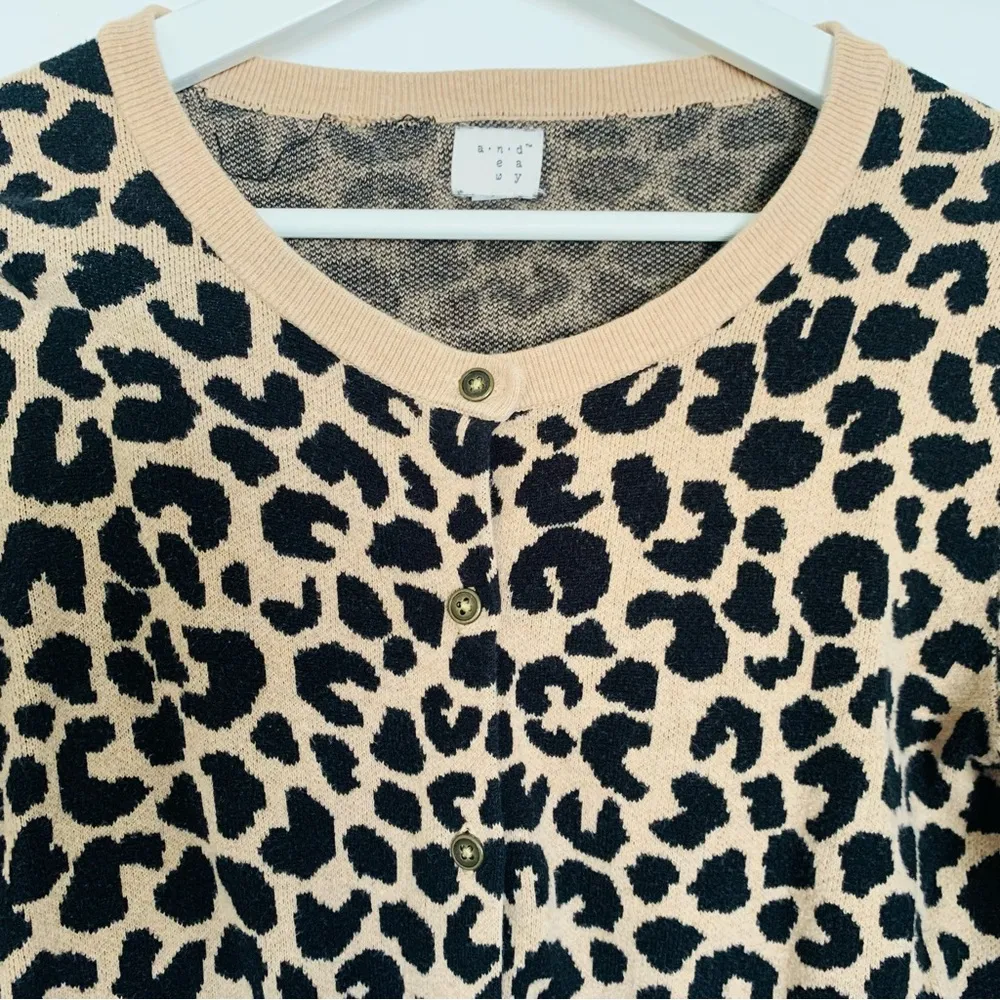 a new day Leopard Print Cardigan Sweater with Buttons | Size: L - Image 3