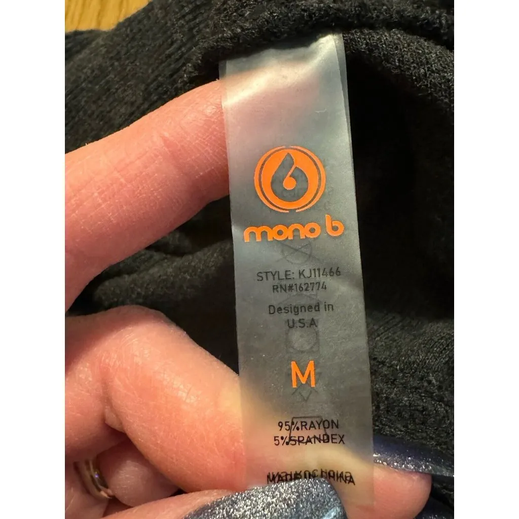 Mono B Cardigan Women's Medium Black 100% Long Sleeve Open Front Athleisure - Image 3