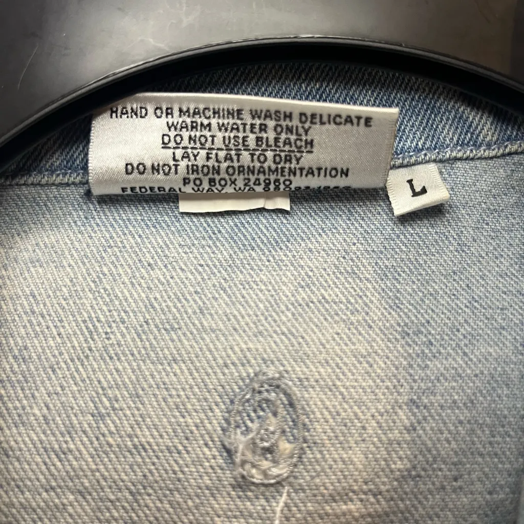 Christine Alexander Blue Denim Jacket with Sequins Size L - Image 7