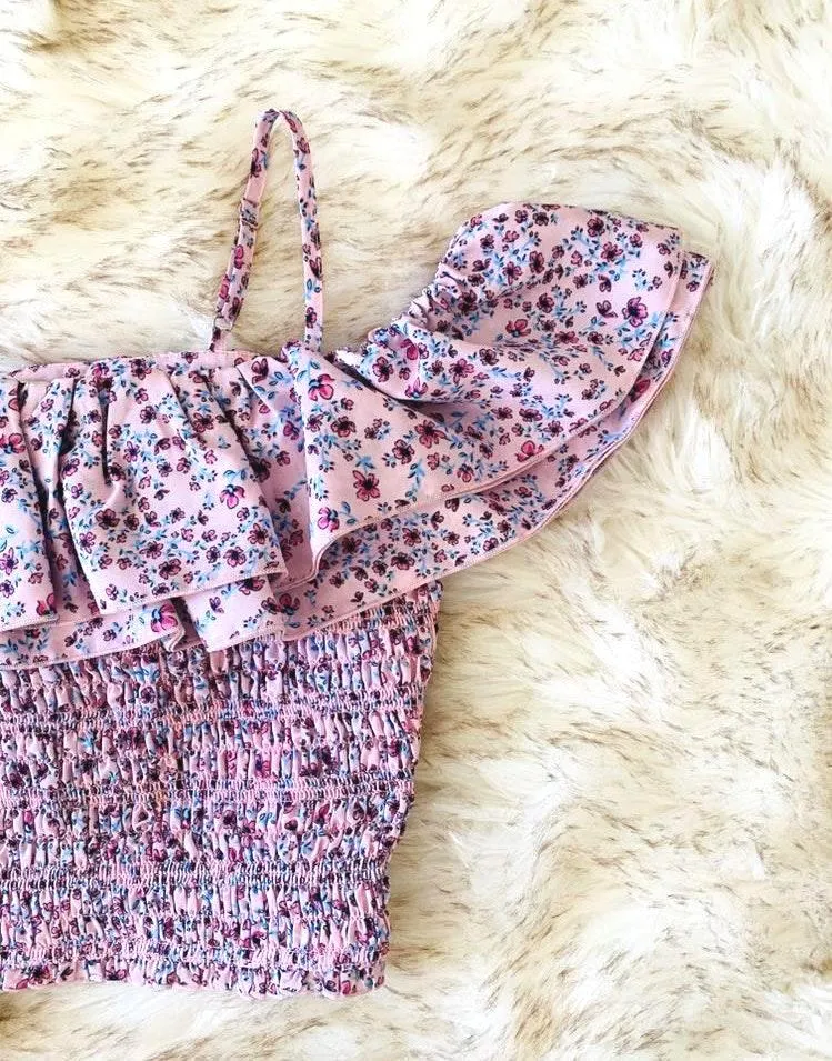 NWT NICHOLAS  Ruffled Smocked Floral Crop Top Size 4 - Image 6