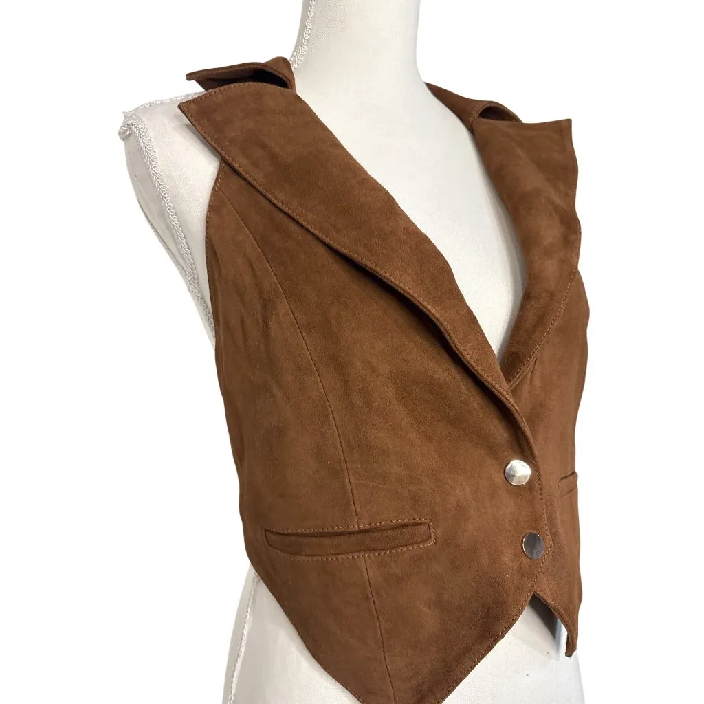 Retrofete Josephine Suede Vest in Cinnamon Large New Womens Sleeveless Top Brown - Image 6