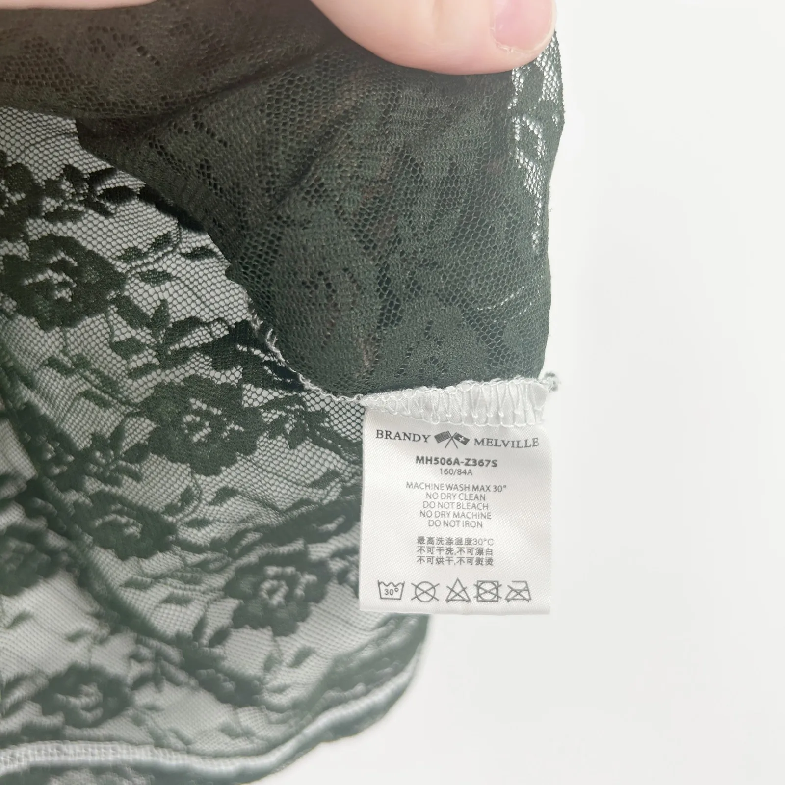 Brandy Melville Womens Y2K Coquette Dark Whimsigoth Sheer Lace Tank Top OS Green - Image 5