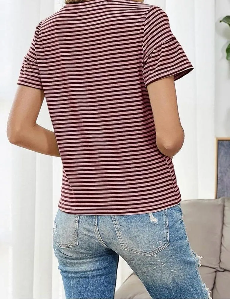 SweatyRocks  Ruffle Sleeve Striped T-Shirt - Image 4