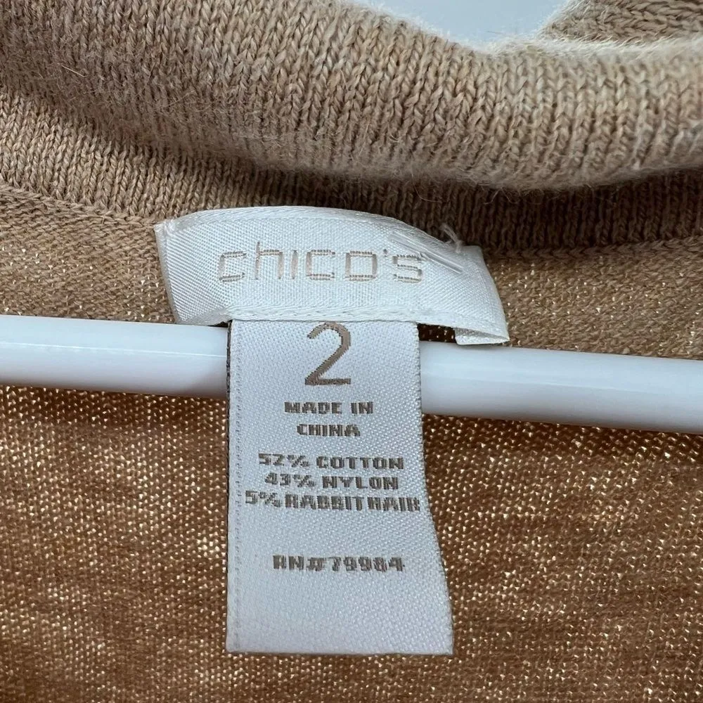 Chico’s sleeveless cowl neck camel size 2 M 12 rabbit hair cotton business layer - Image 3