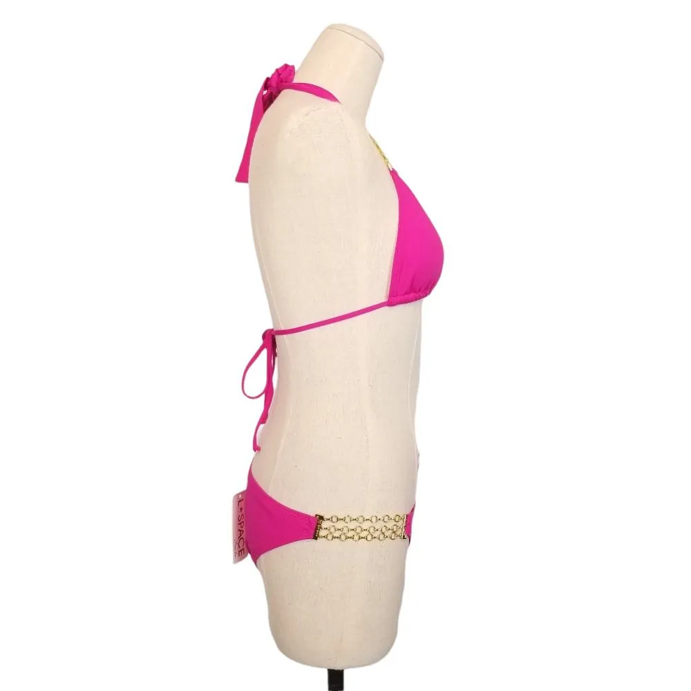 NWT L*Space Fuchsia Pink Bikini Gold Chain - Image 5