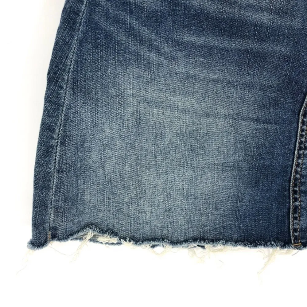 BlankNYC Faded Light Wash Denim Skirt A-Line Raw Hem Mini Skirt Size 25 - Image 6