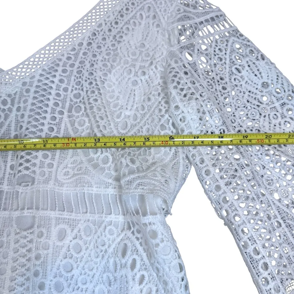 NWT Chico's White Lace V-Neck, Beach Vacation Dress, Tassel Ties Size Small - Image 11