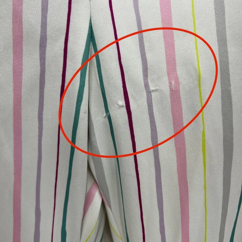 Badgley Mischka US 10 White Pastel Striped Crop Pants High Waist - Image 8