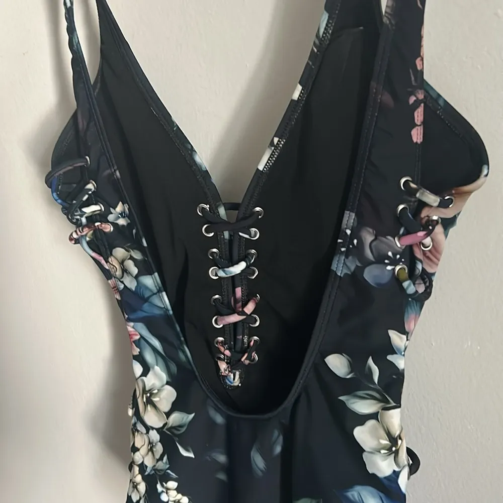 Tinibikini Woman’s Floral Deep V Laced Neckline Low Back One Piece Bathing Suit - Image 5