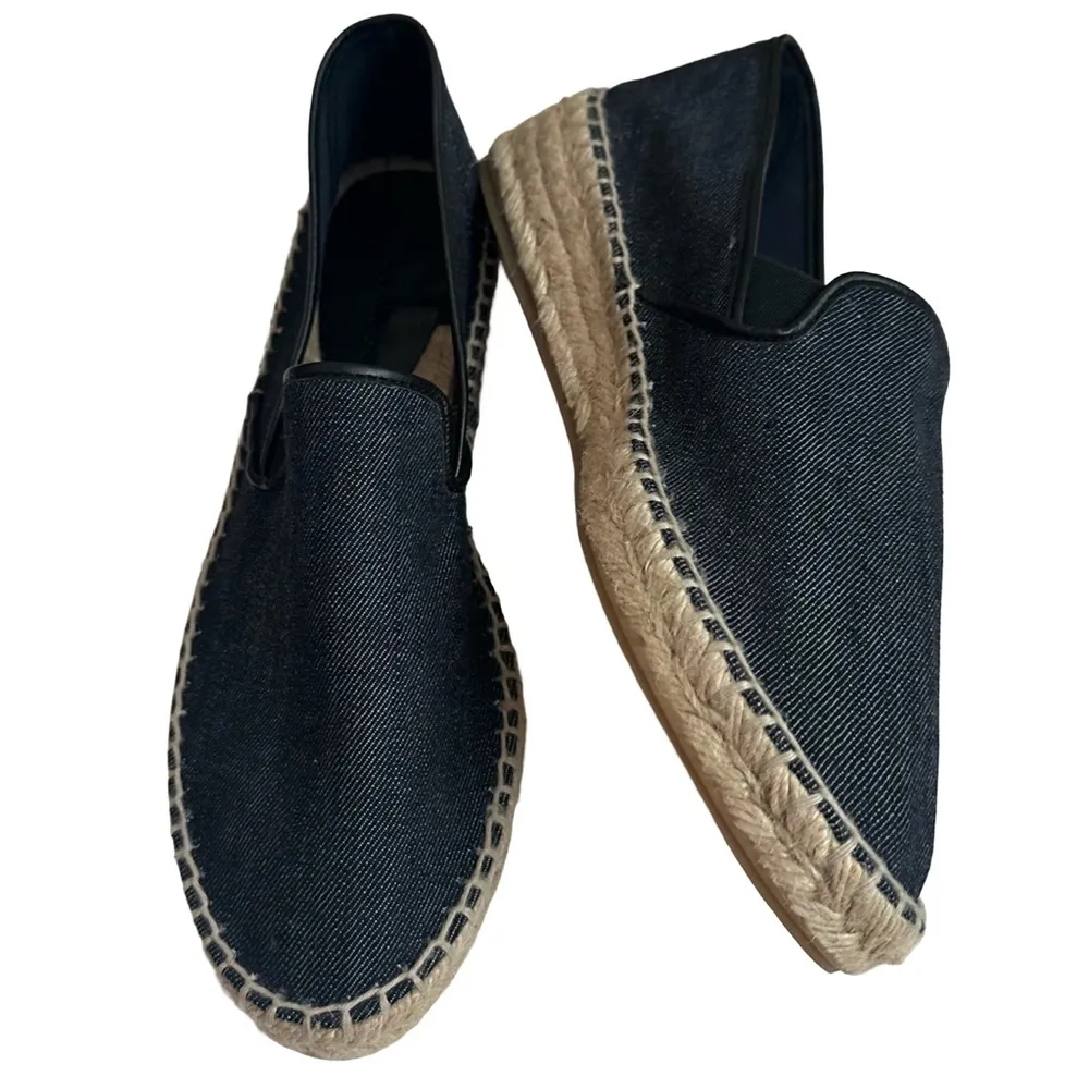 Zara Basic Collection Black Denim Espadrille Slip-On Flats - Image 5