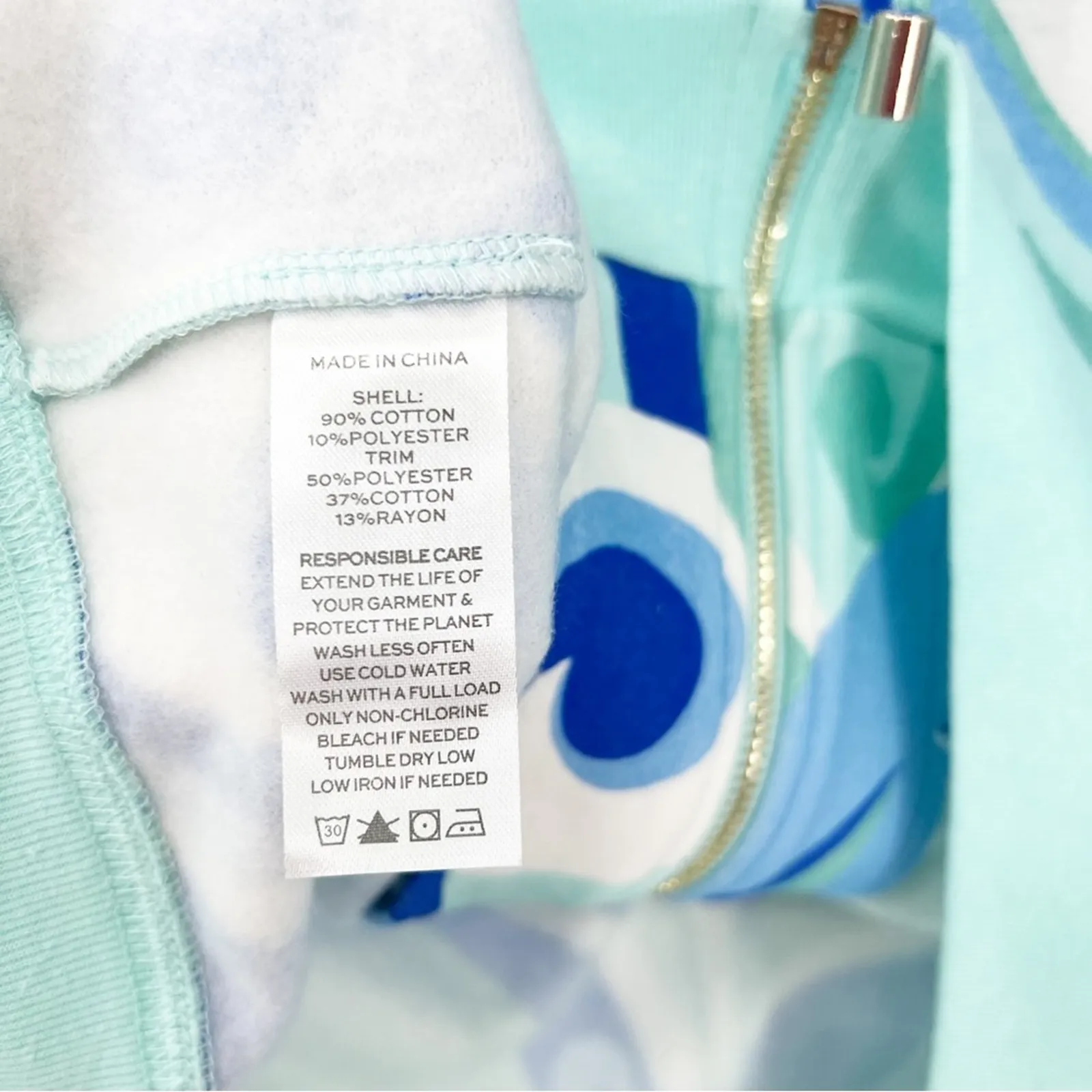 NWT Hill‎ House The Allie Kaleidoscope Zip Up Printed Hoodie XS Blue - Image 8