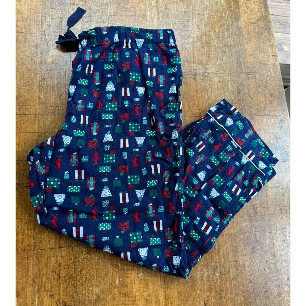 Lands End Pajamas Women’s LP 14-16 Blue PJ Bottoms Christmas Xmas Lounge Cotton - Image 8