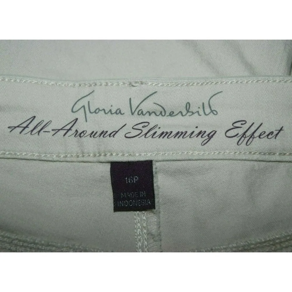 Gloria Vanderbilt Ladies Cream Jeans Size 16P Cropped Embroidered Beaded Stretch - Image 7