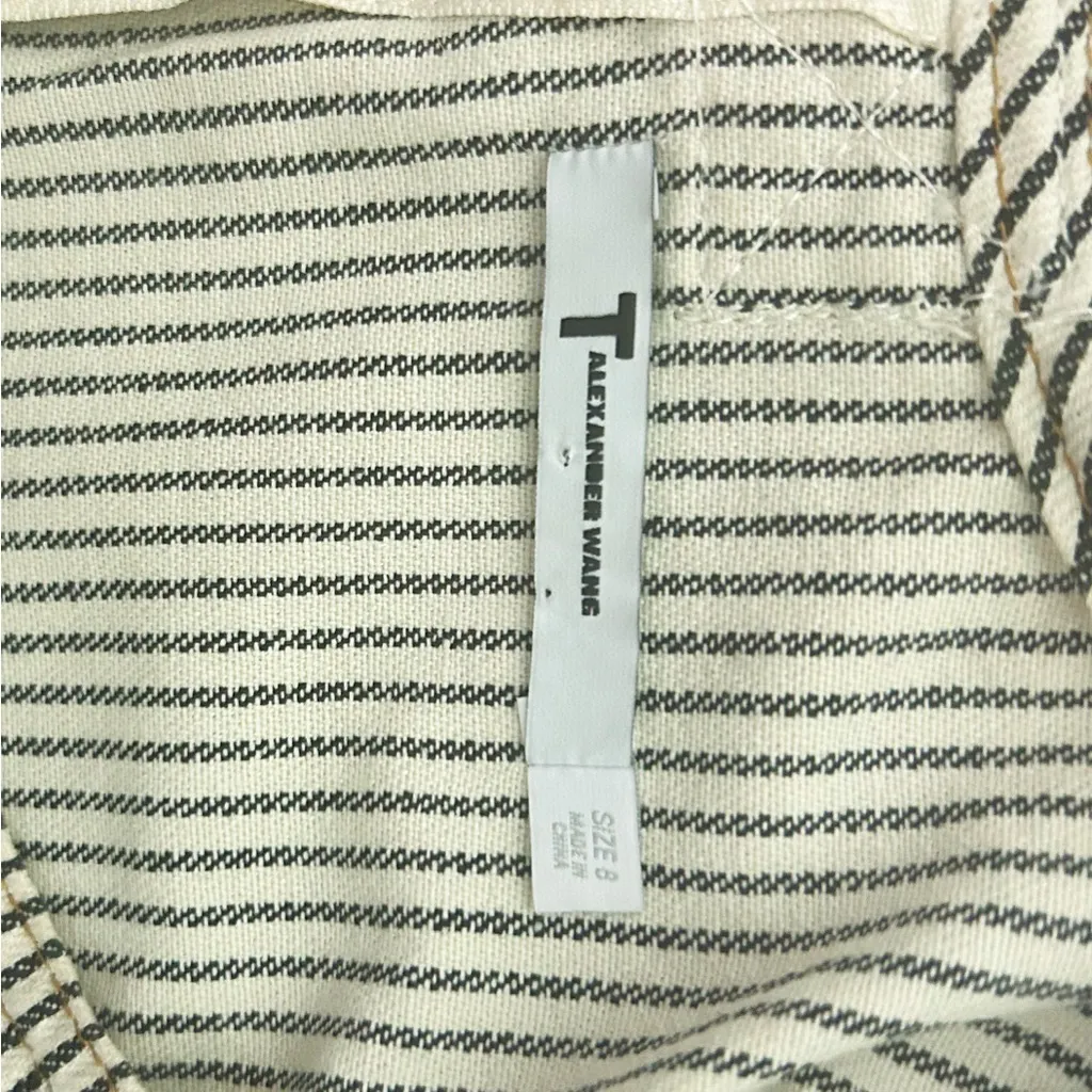 T Alexander Wang Ivory Midnight Navy Stripe Sleeveless Frayed Hem Cotton Top 8 Blue - Image 8