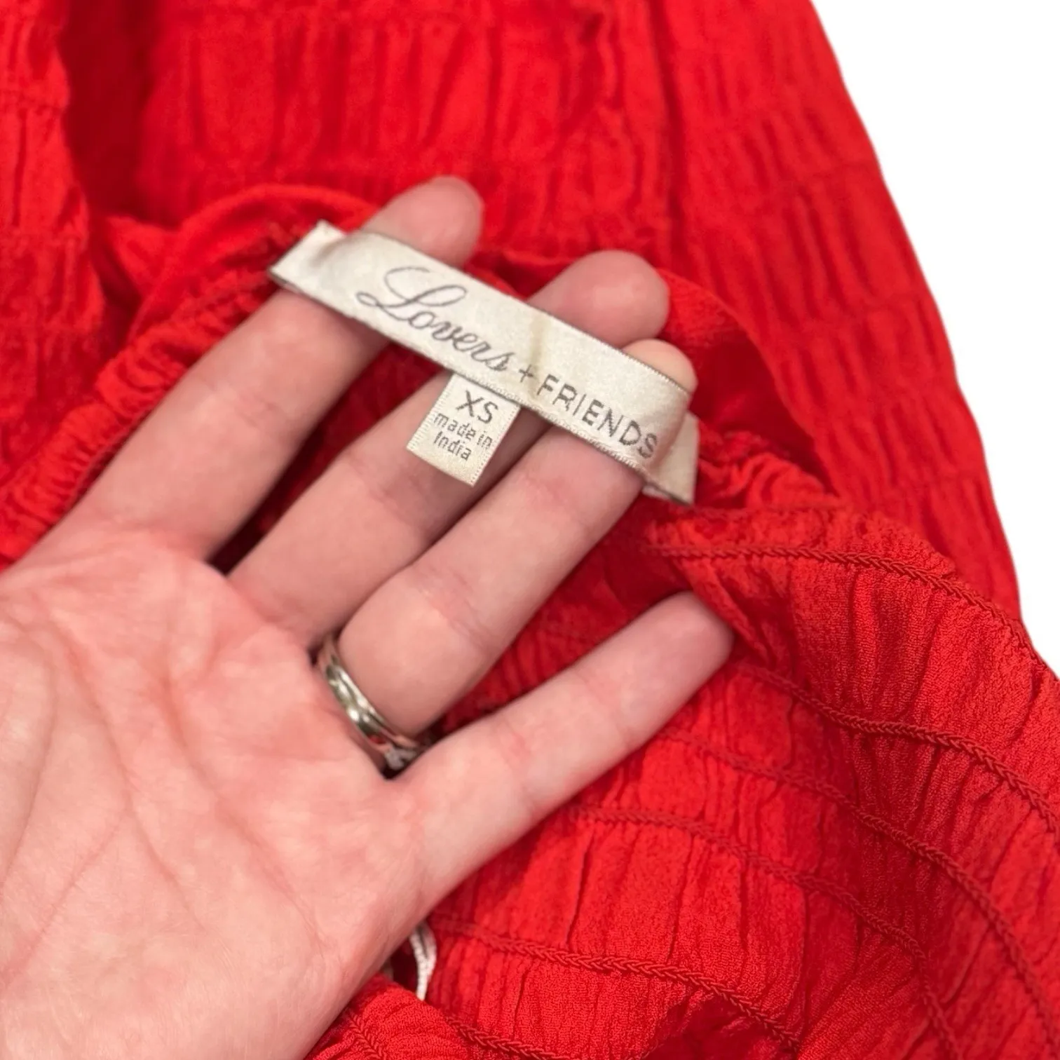 Lovers + Friends Revolve Smocked Mini Dress Size XS Red‎ Viscose Ruffle Bodycon - Image 3