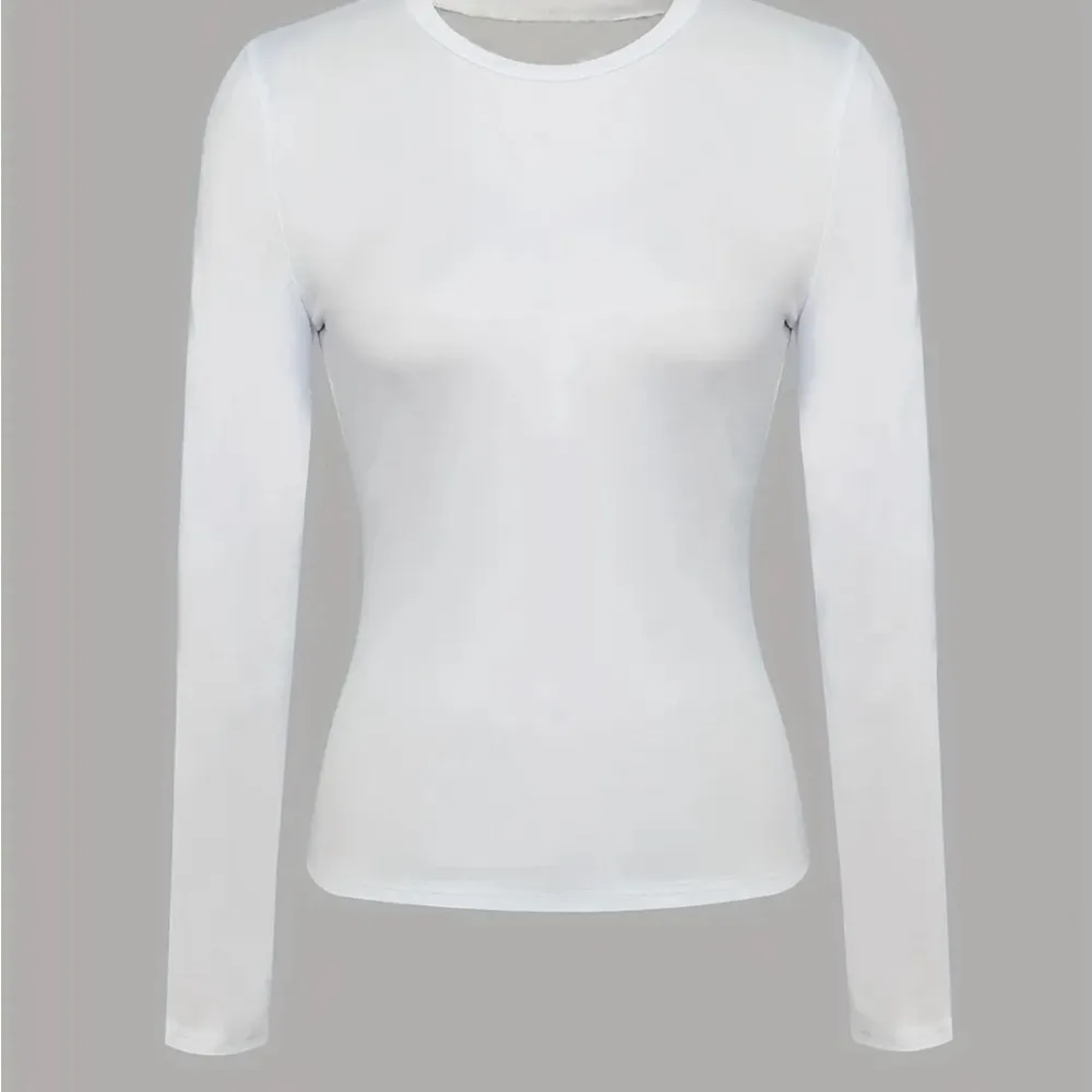NWOT Women's Long Sleeve Athletic Crew Neck lightweight Shirt Great For Exercise White Size XL - Image 4
