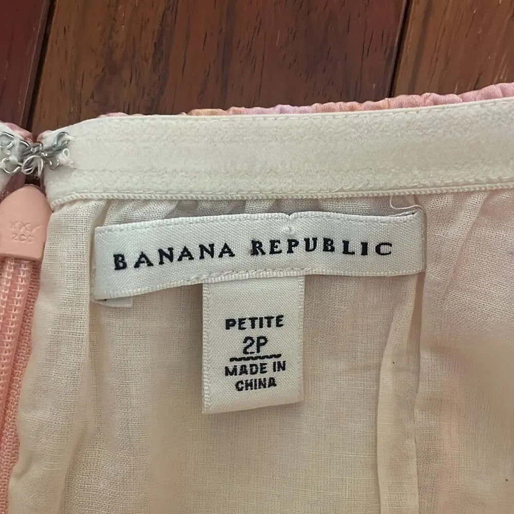 Banana Republic 100% Silk Strapless Dress Watercolor Pink Orange Cocktail Party - Image 4