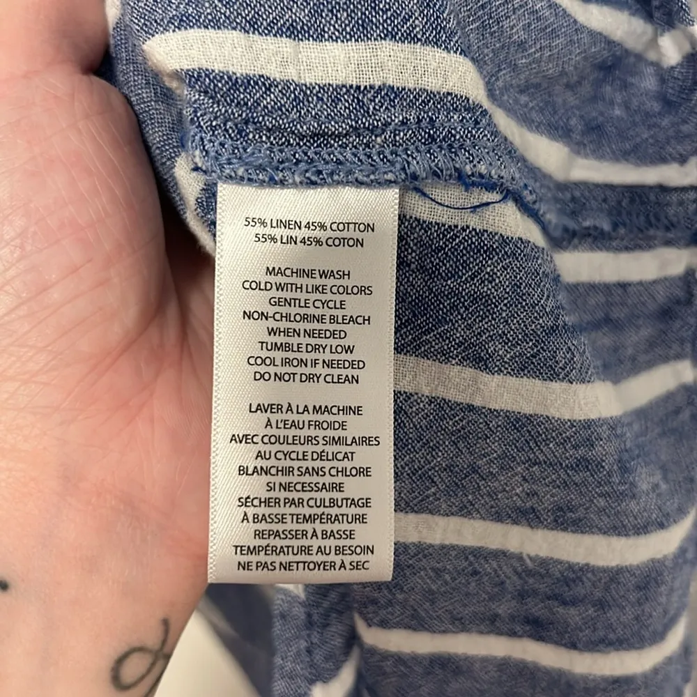 Beach Lunch Lounge 55% Linen 45% Cotton Tassle Blouse Coastal Lagenlook Size XS - Image 4