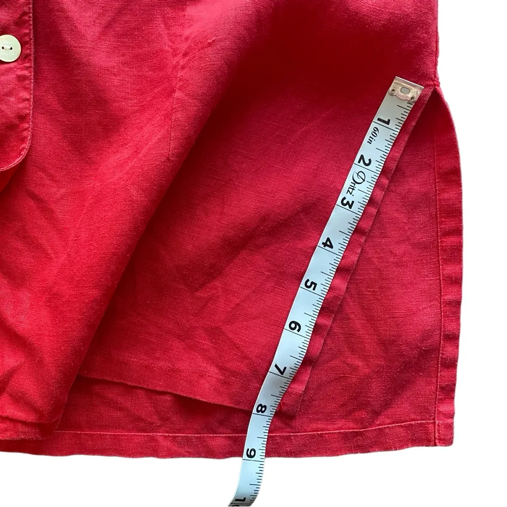 Chico’s 100% Linen Women’s Red Long Button Asian Style‎ Top Size 1 - Image 7