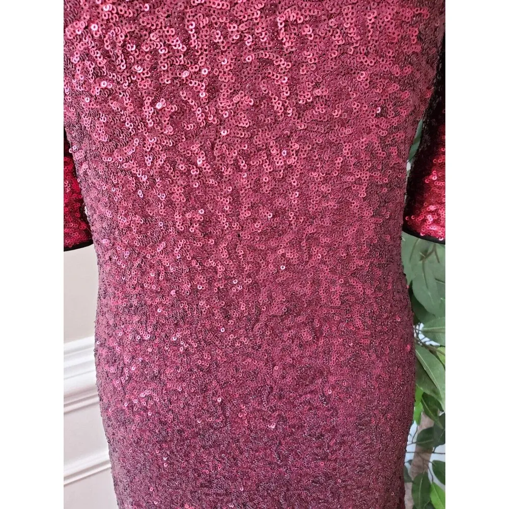 Betsey Johnson Women's Burgundy Ombre Sequin Valentine's Day Party Dress Sz 6 - Image 3