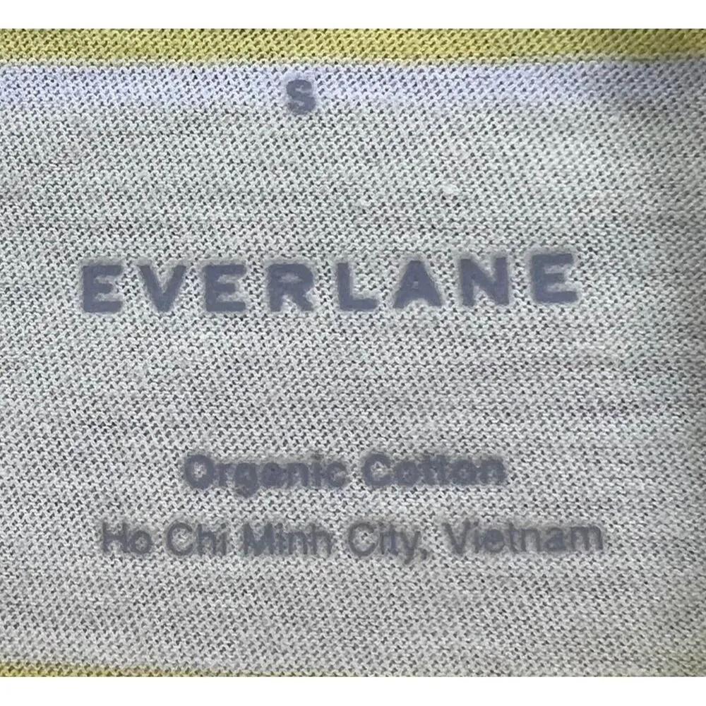 Everlane Organic T Shirt Womens S Butter Yellow Stripe Tee Preppy Casual NEW - Image 9