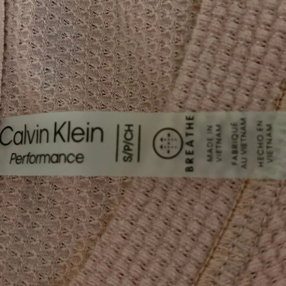 Calvin Klein Pink Waffle Knit Ruched Short Sleeve V Neck T Shirt Tee Top Size S - Image 3