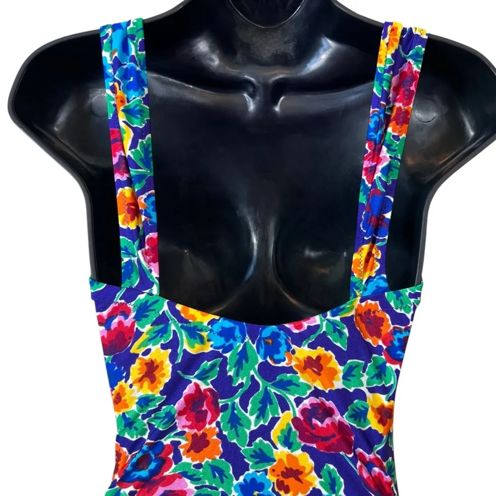 Gottex Sak’s Fifth Avenue Floral Corset Underwire Couture Designer Swimsuit Blue Size 8 - Image 12