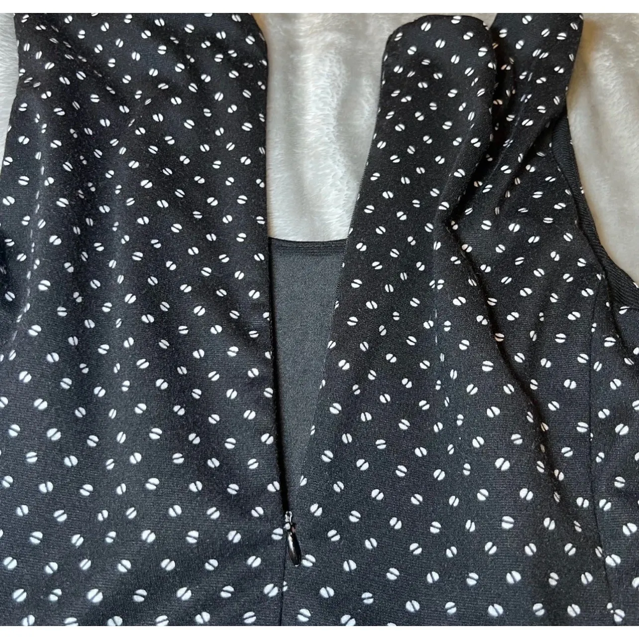 Elle Sleeveless Dress Womens 8 Black White Polka Dot Midi Retro Spring Fit Flare - Image 7