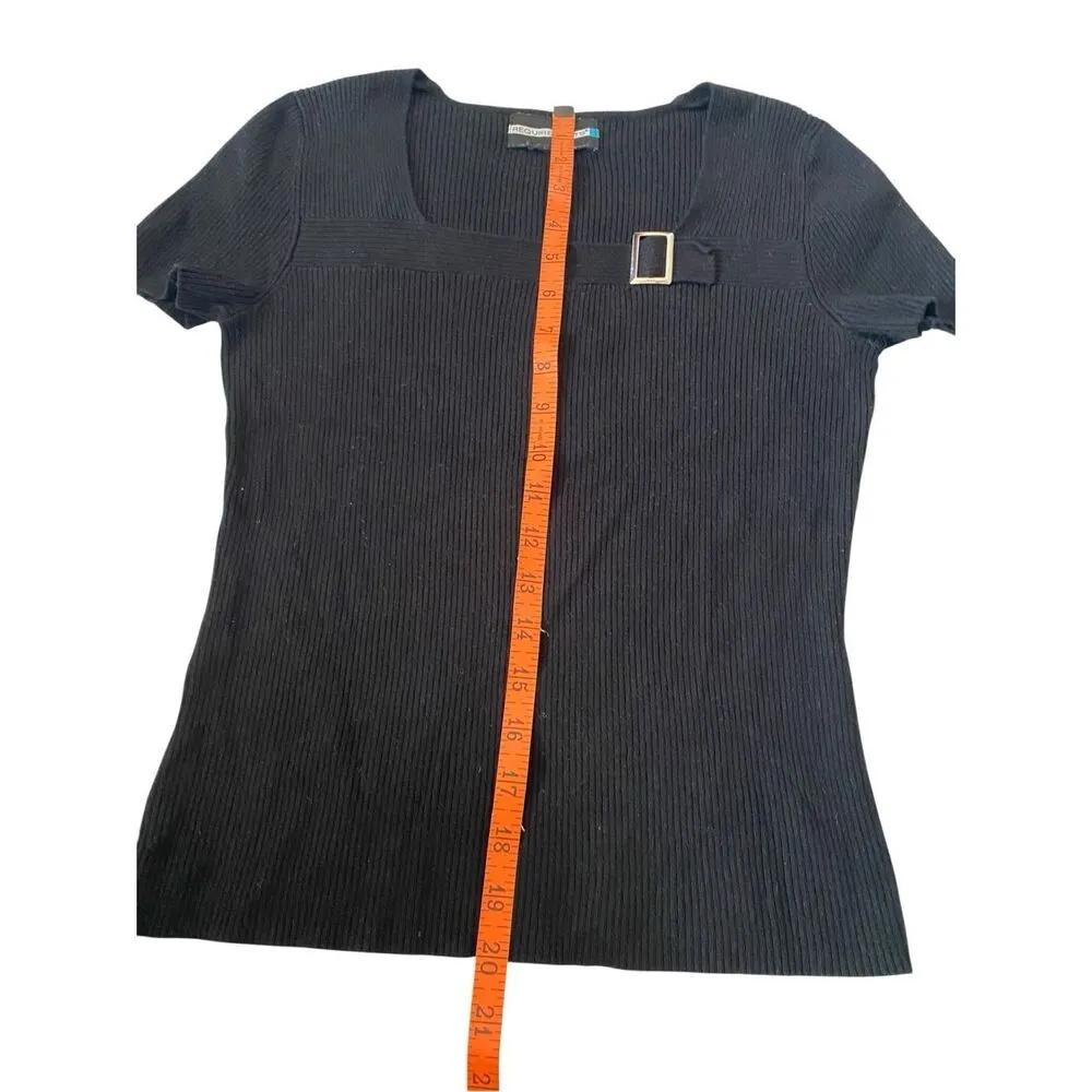 Vintage Requirements Ribbed Knit Sweater T shirt Buckle Office Business Workwear - Image 8