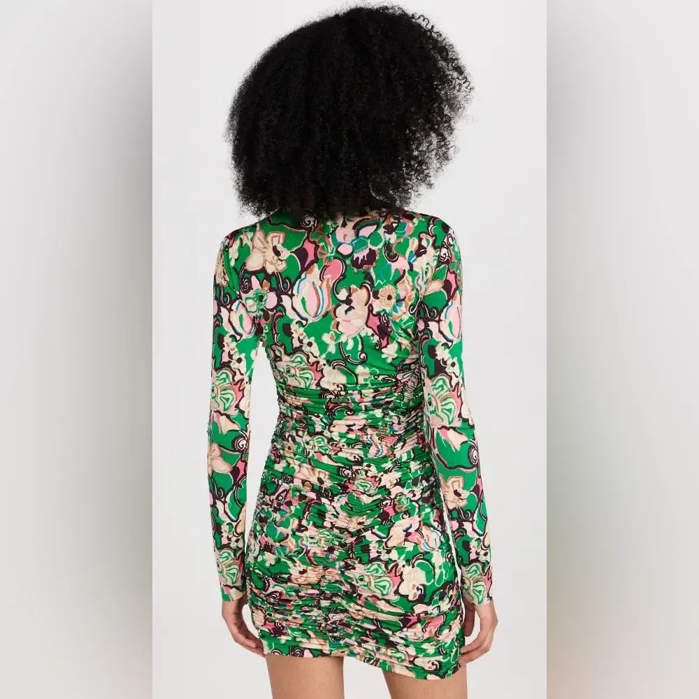 A.L.C.- Kiki Long Sleeve Ruched Dress- Emerald Multi,BRAND NEW,Size Medium, $450 - Image 5