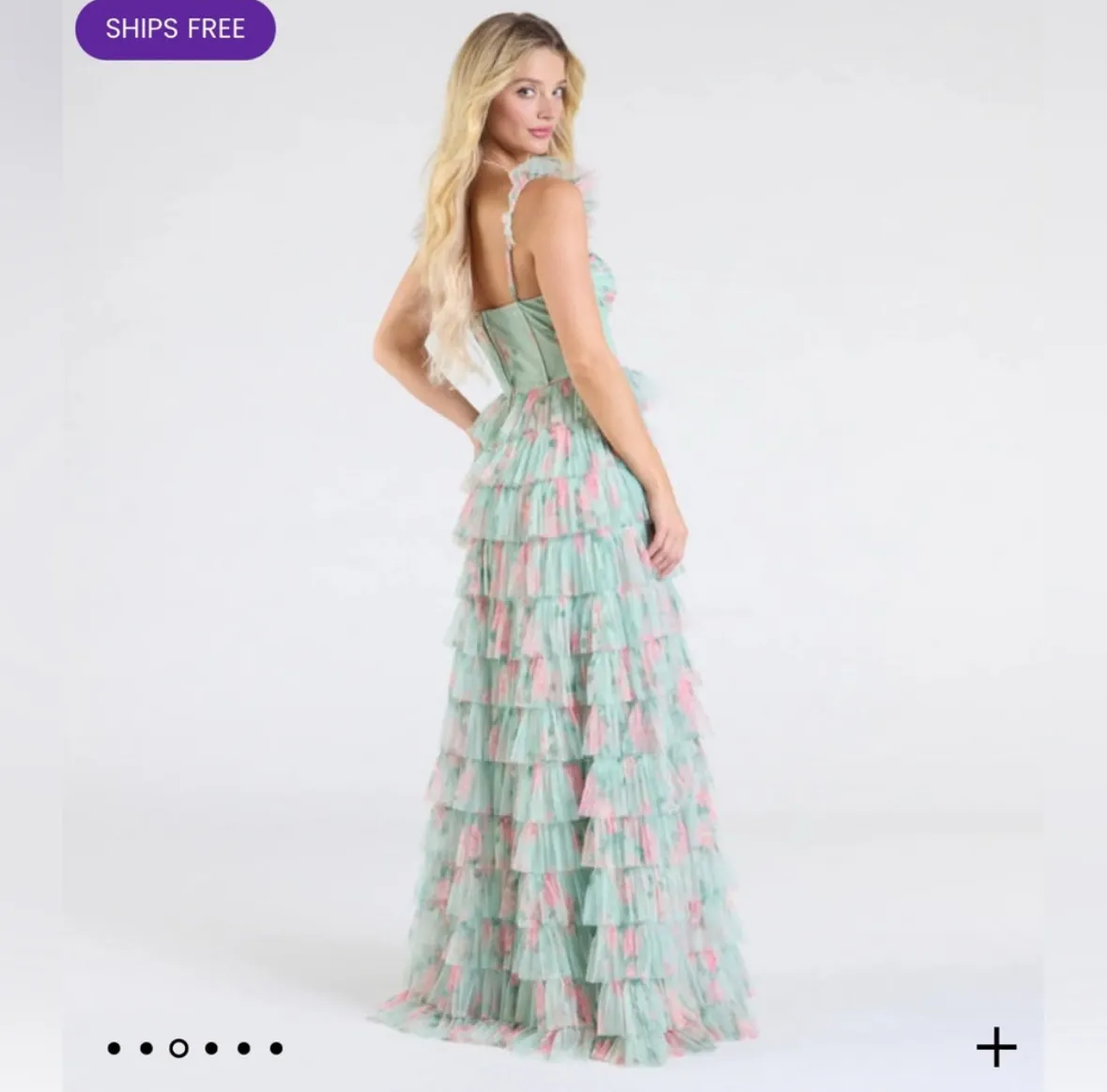 Reyna Corset Slit A-Line Floral Formal Dress - Image 3