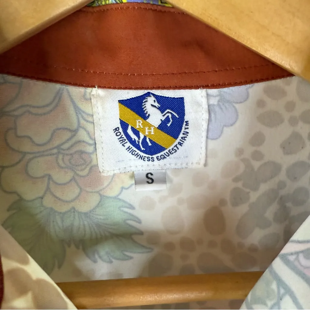 Royal Highness Equestrian Horse Show Ladies Show Shirt‎ Paisley Leopard Skin SM Brown - Image 3