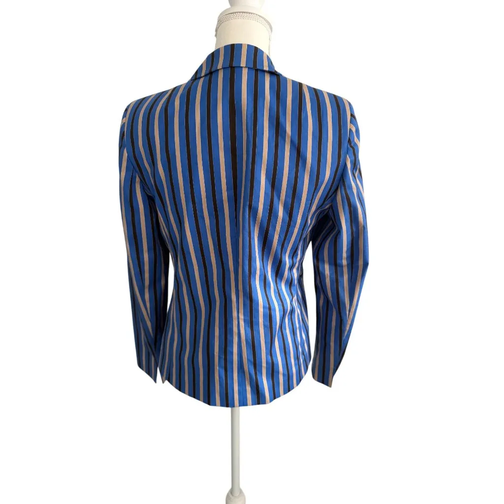 AKRIS PUNTO Blue Pinstriped Blazer Jacket Size US 8 - Image 9